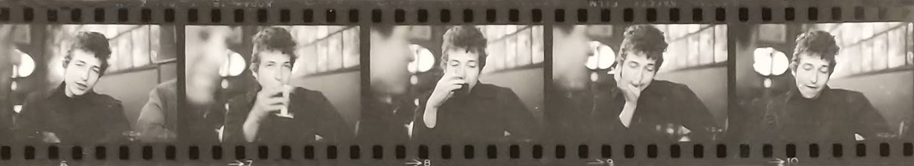 detail of proof sheet of Bob Dylan photographs